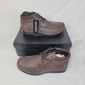 Aston Marc Brown Faux Leather Walking Chukka Boot Shoes Lace Up Comfort  8.5 NIB